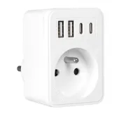 Vayox VA0375 1 gniazdo 2x USB-A 2x USB-C Biały