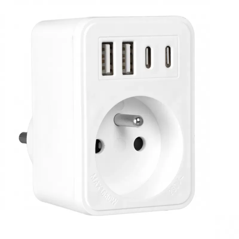 Rozgałęziacz Vayox VA0375 1 gniazdo 2x USB-A 2x USB-C Biały