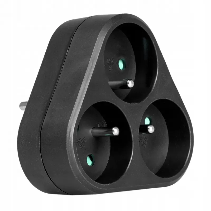 Rozgałęziacz Vayox VA0133B 3 gniazda Czarny