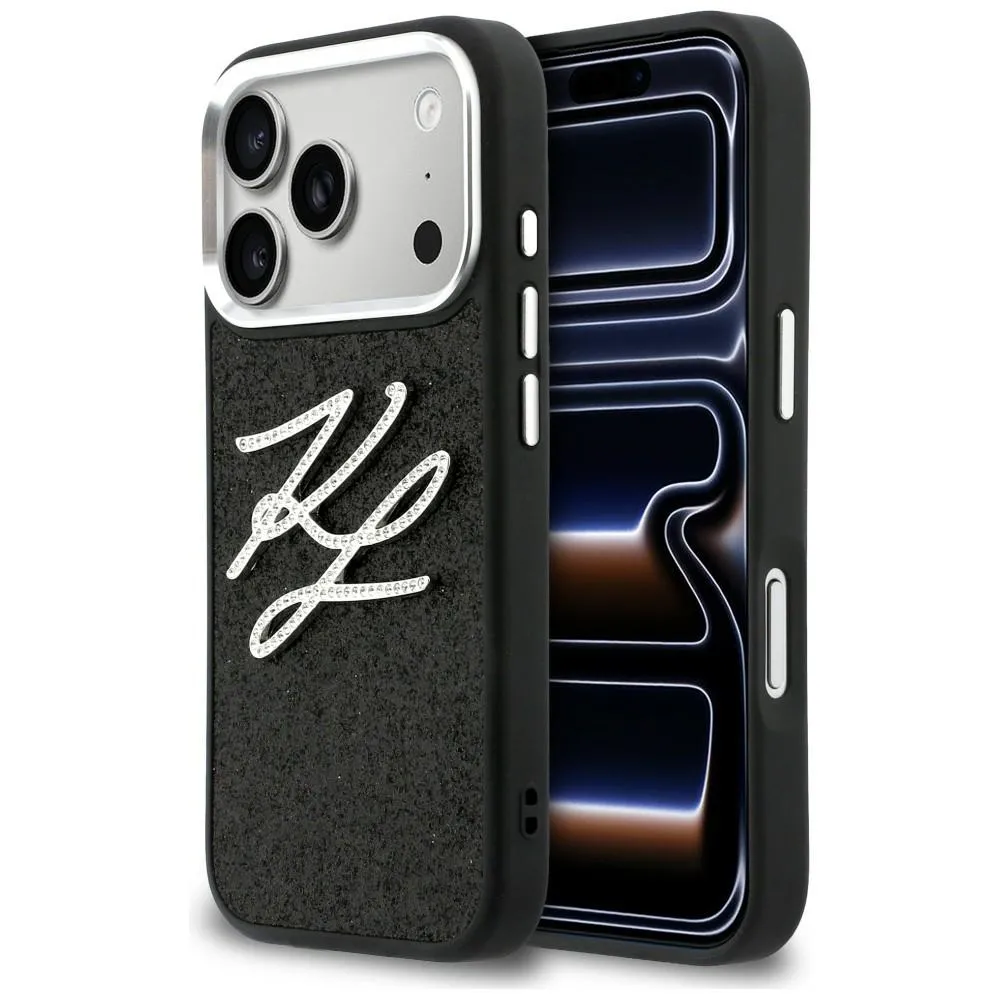Etui Karl Lagerfeld IML Glitter KL Diamond Logo do iPhone 17 Pro Czarny