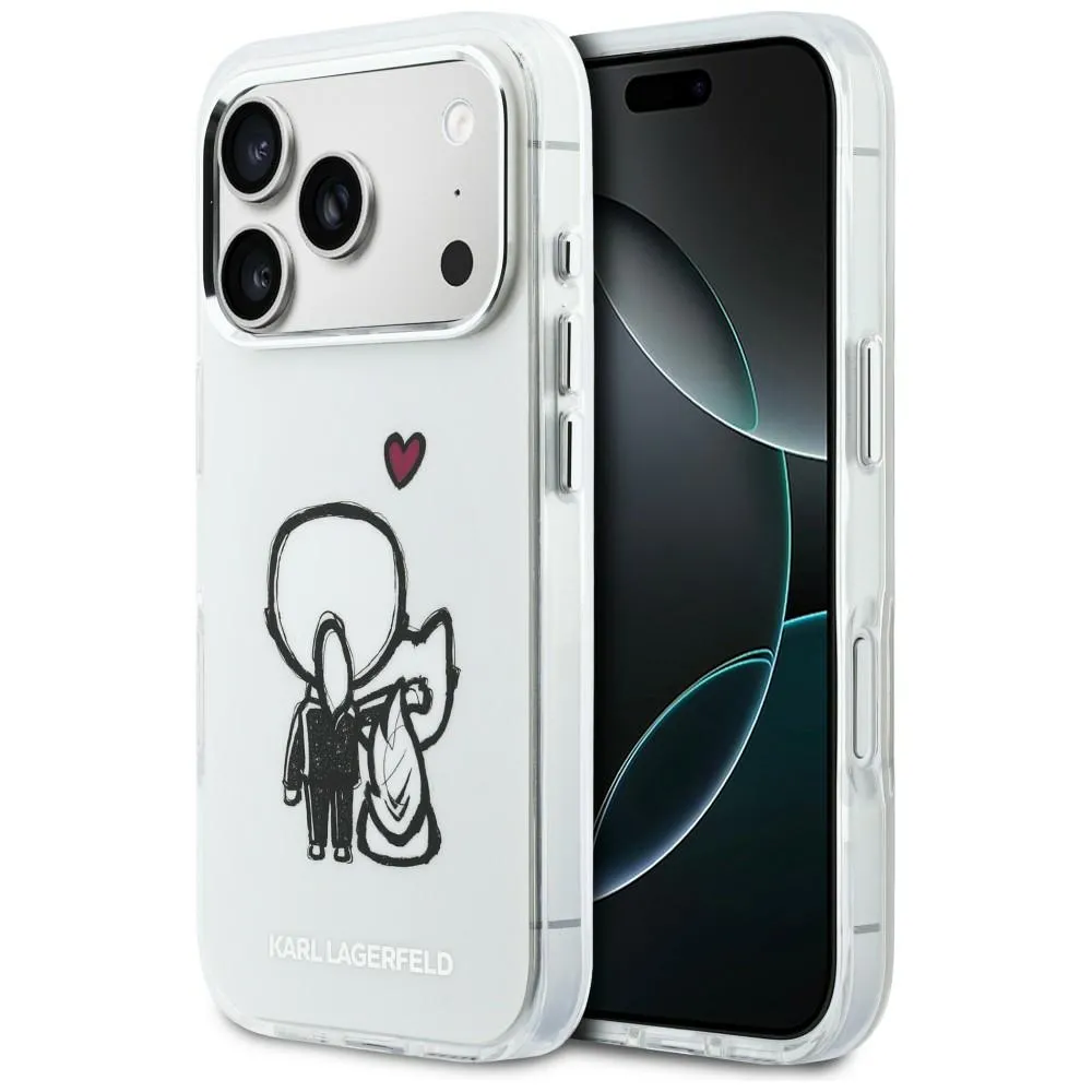 Etui Karl Lagerfeld Karl & Choupette Back MagSafe do iPhone 17 Pro Max Przezroczysty