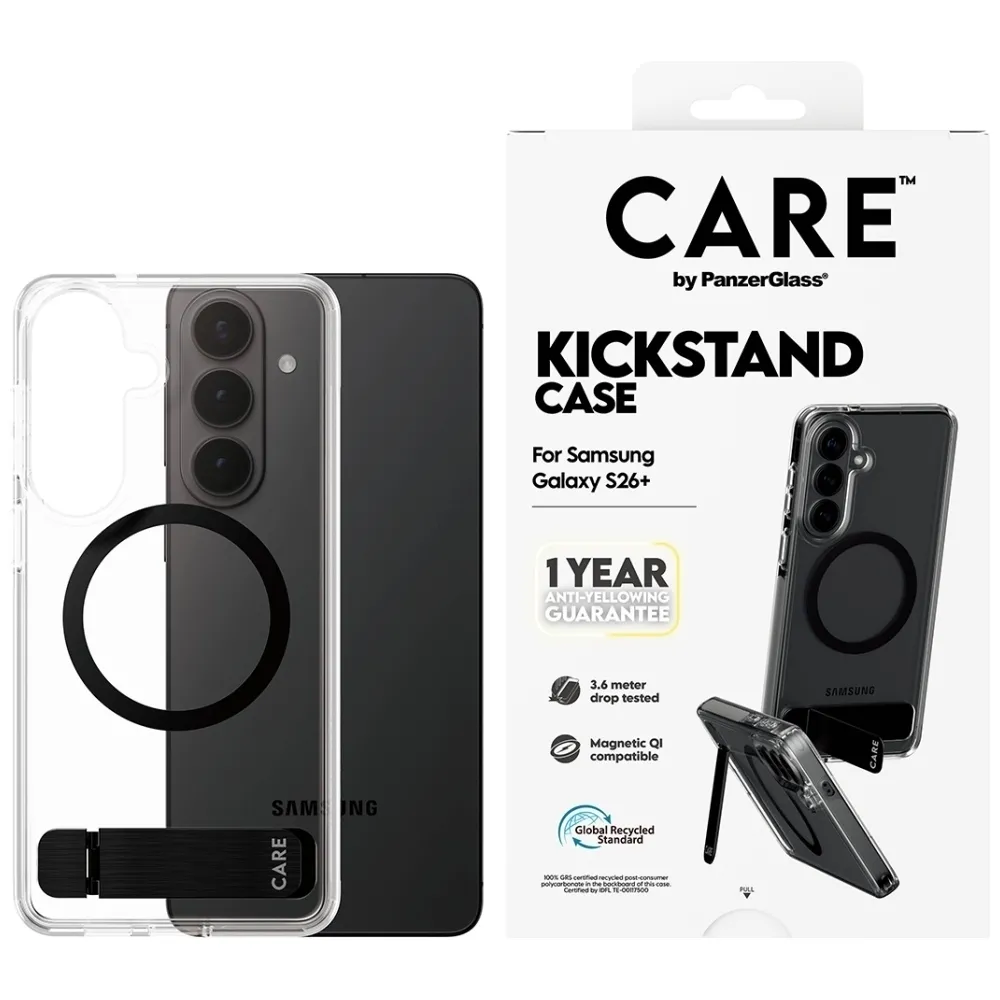 Etui PanzerGlass Kickstand Qi do Galaxy S26+ Przezroczysty