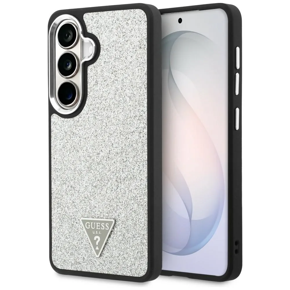 Etui Guess Fixed Glitter Triangle MagSafe do Galaxy S26+ Srebrny