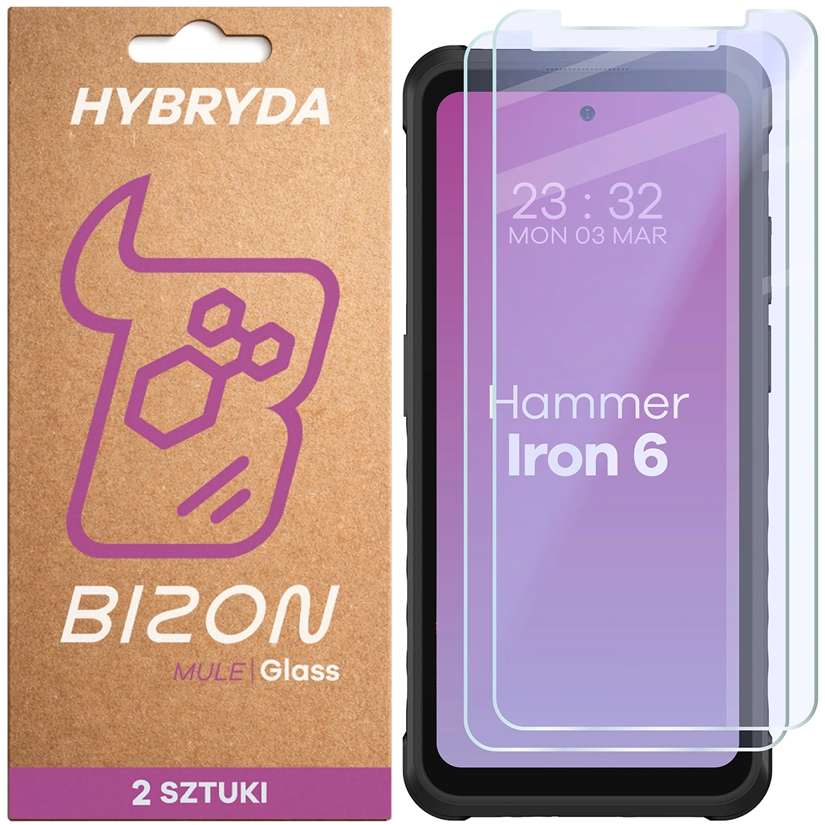 Szkło hybrydowe Bizon Glass Mule Duo do Hammer Iron 6 5G/6 2 sztuki