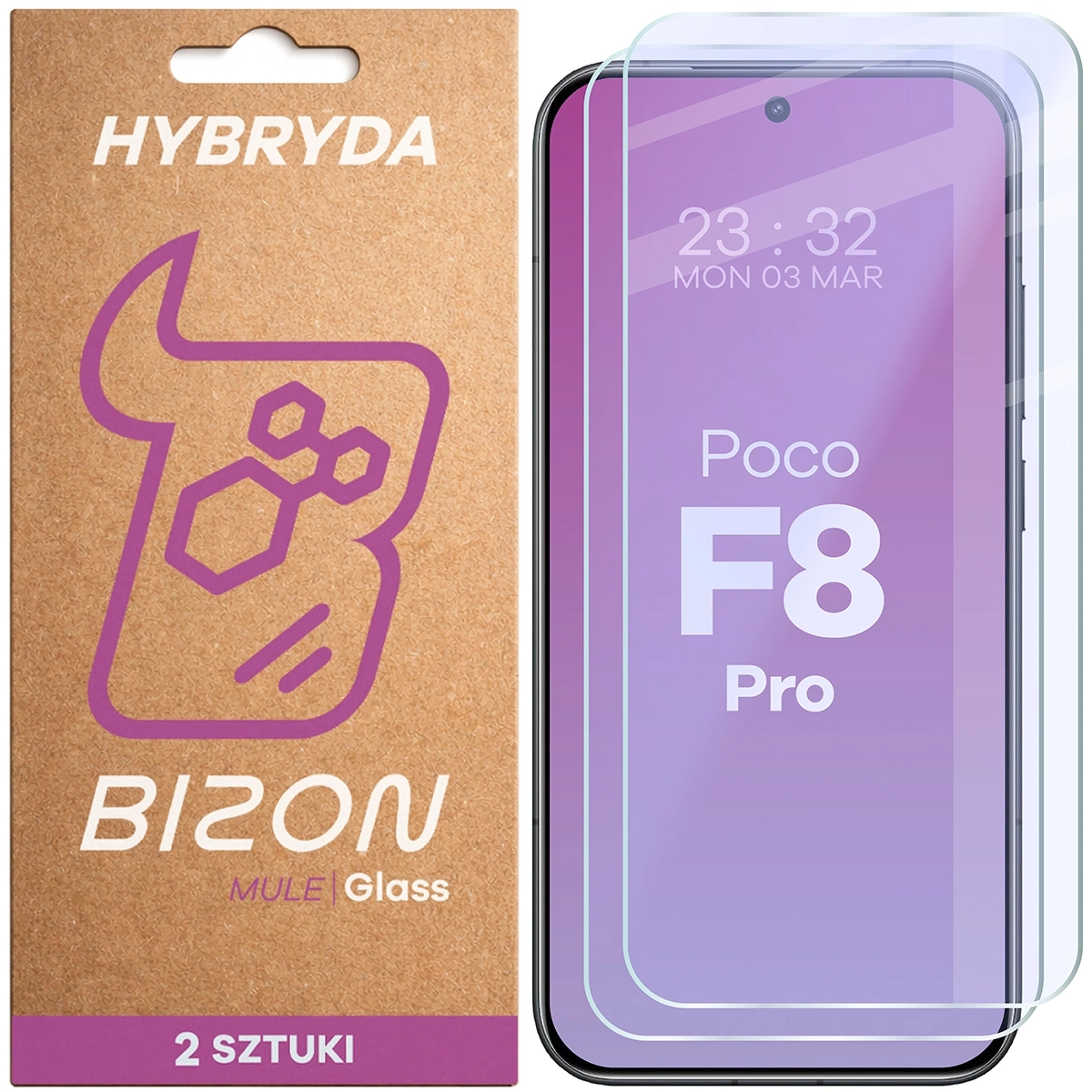 Szkło hybrydowe Bizon Glass Mule Duo do POCO F8 Pro 2 sztuki