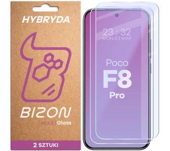 Szkło hybrydowe Bizon Glass Mule Duo do POCO F8 Pro 2 sztuki