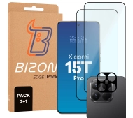 Bizon Szkło + szybka na aparat Glass Edge Pack do Xiaomi 15T Pro 2 sztuki
