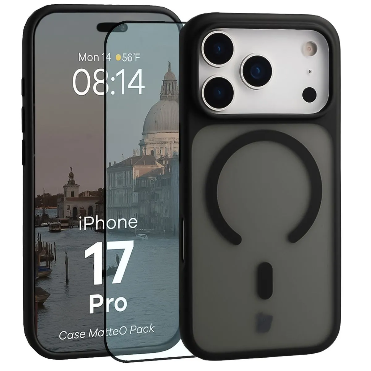 Szkło hartowane Bizon Case MatteO Pack do iPhone 17 Pro Czarny