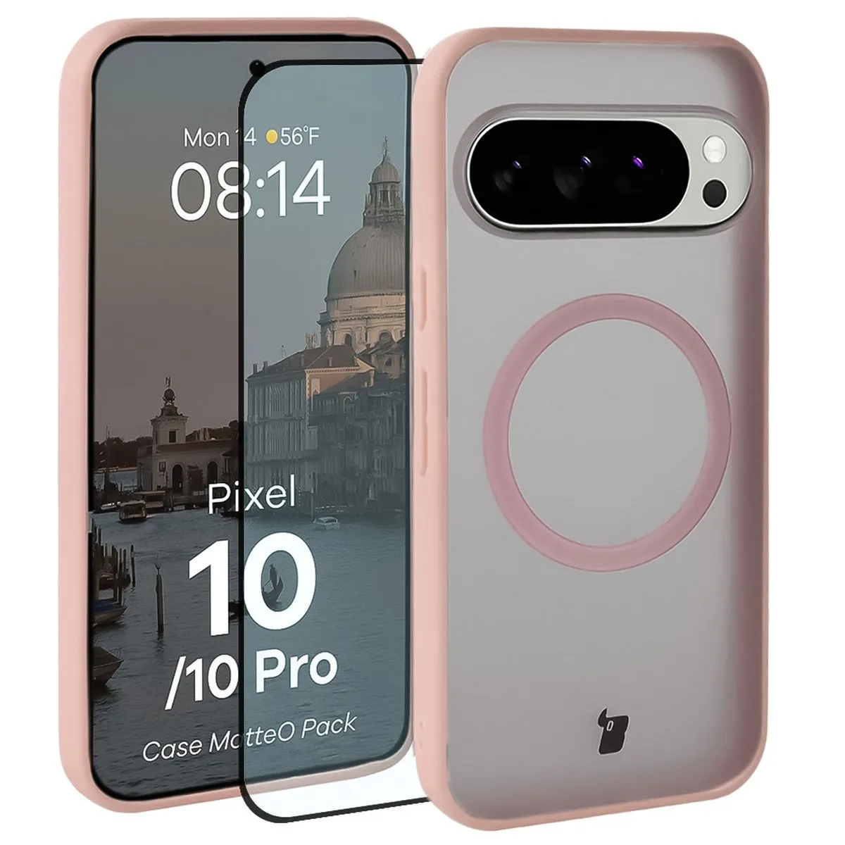 Szkło hartowane Bizon Case MatteO Pack do Google Pixel 10 / Google Pixel 10 Pro Jasnoróżowy