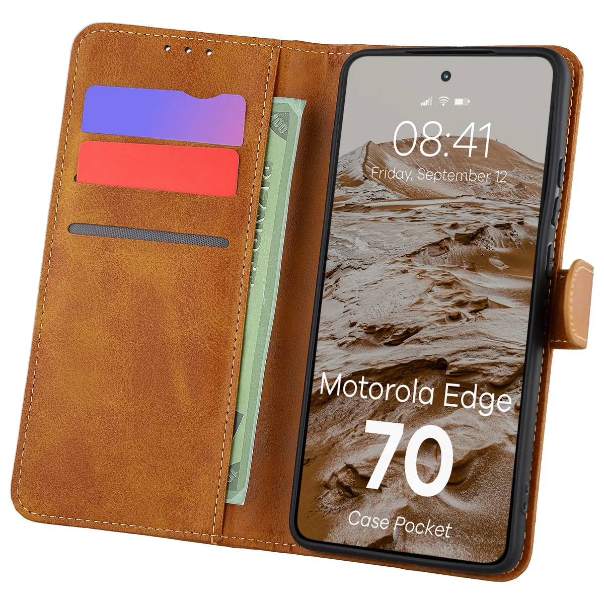 Etui Bizon Pocket do Motorola Edge 70 Brązowy