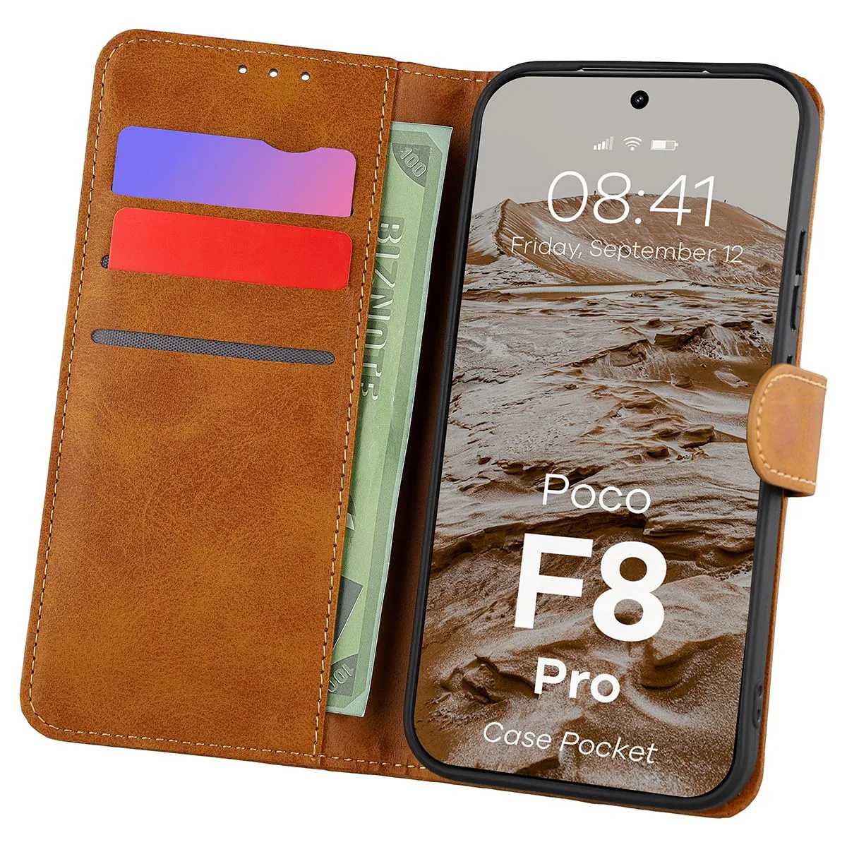 Etui Bizon Pocket do Xiaomi POCO F8 Pro Brązowy