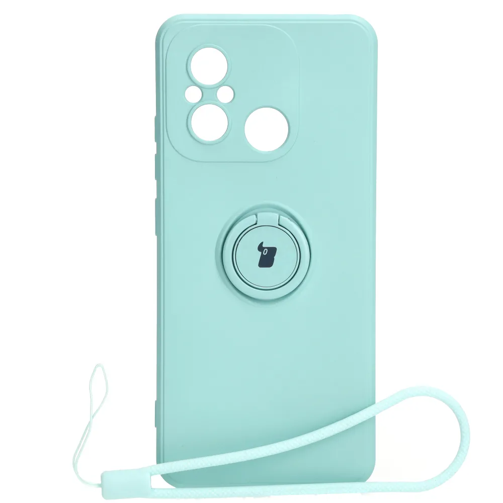Etui Bizon Silicone Ring Sq do Xiaomi Redmi 12C Cyjan