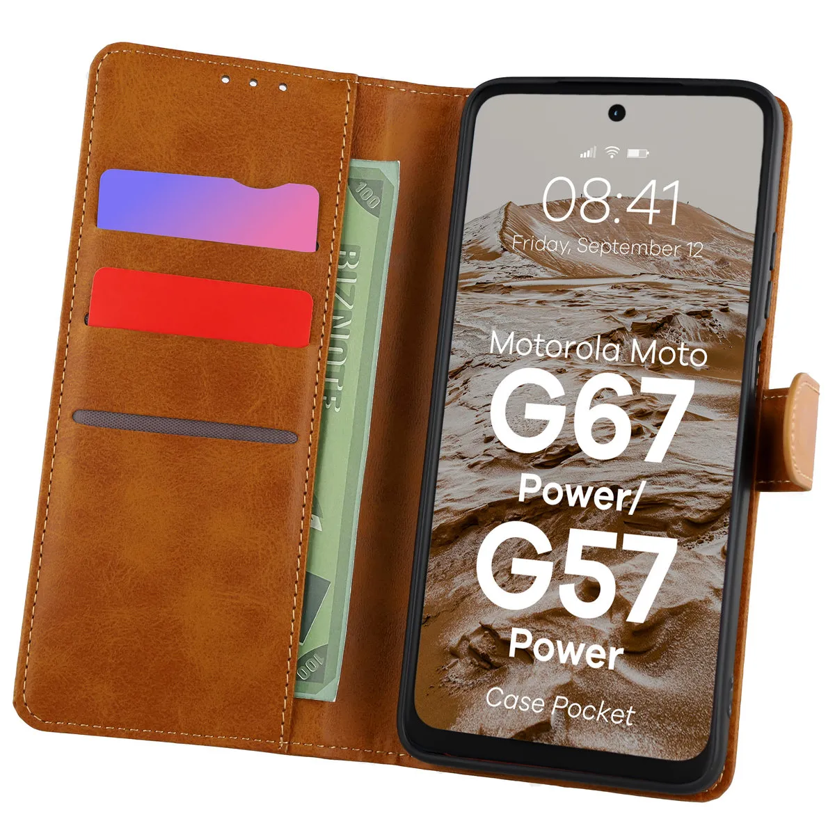 Etui Bizon Pocket do Motorola Moto G57 Power / G67 Power Brązowy