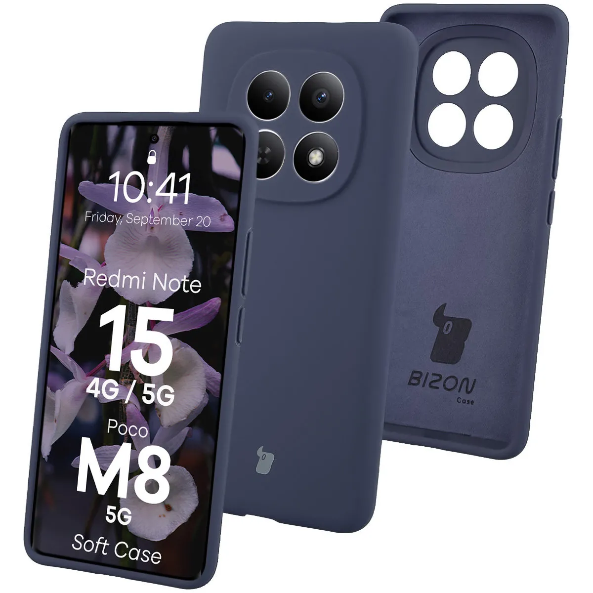 Etui Bizon Soft do Xiaomi Redmi Note 15 / POCO M8 5G Granatowy