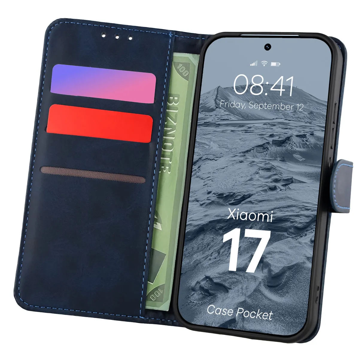 Etui Bizon Pocket do Xiaomi 17 Granatowy