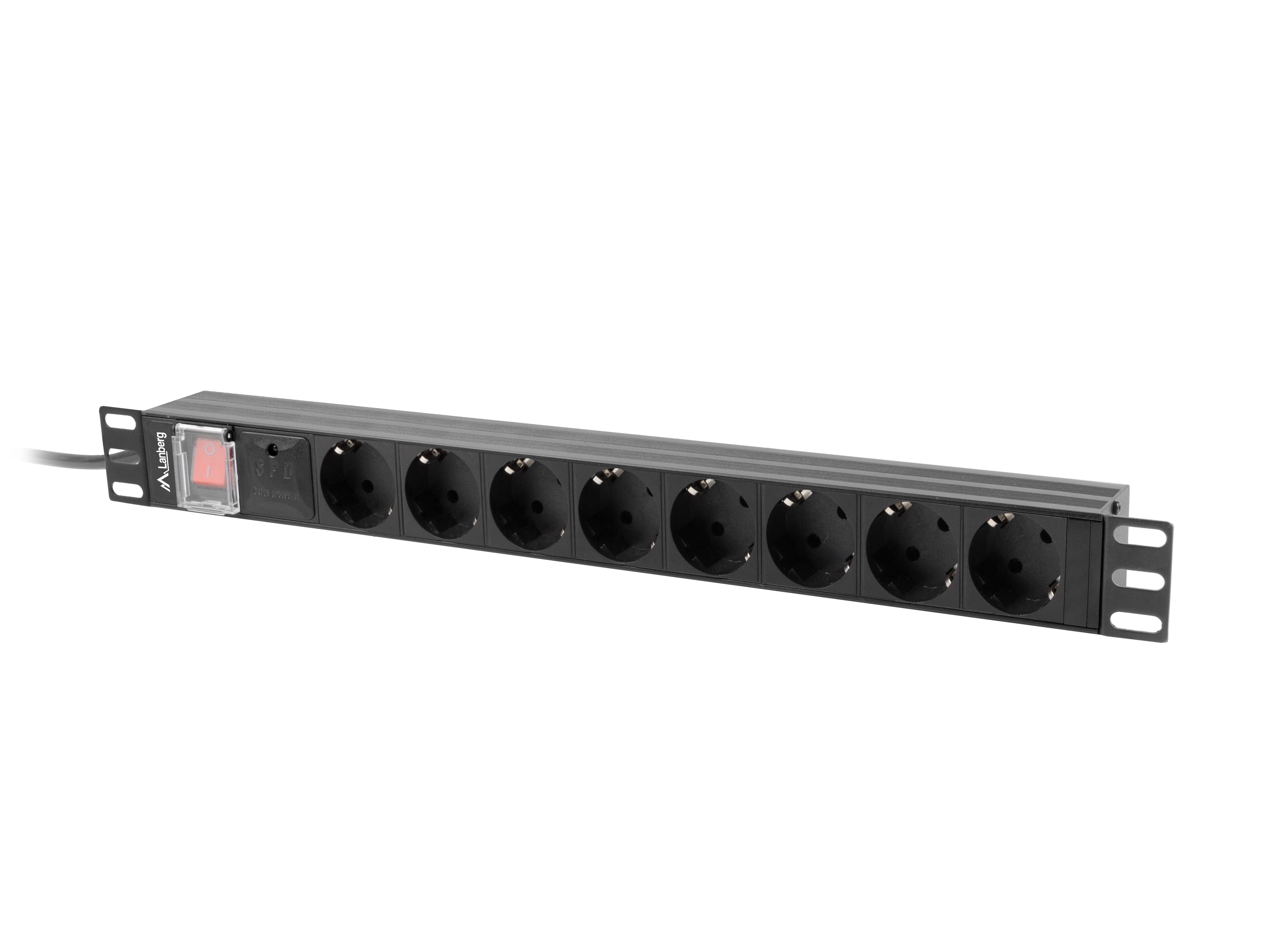 Listwa zasilająca Lanberg RACK PDU 19" 1U 16A 8x Schuko Czarny 2m