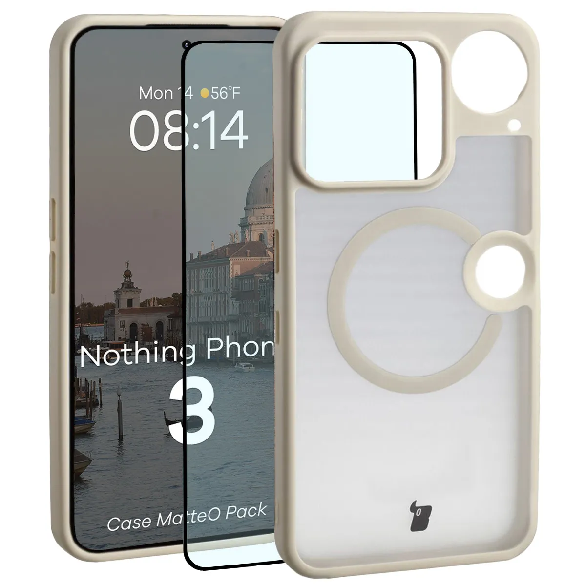 Szkło hartowane Bizon MatteO Pack do Nothing Phone 3 Beżowy