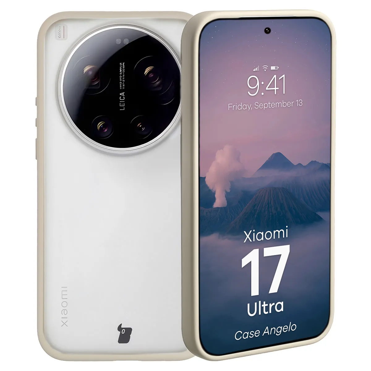 Etui Bizon Case Angelo do Xiaomi 17 Ultra Beżowy