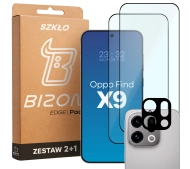 Bizon Szkło + szybka na aparat Glass Edge Pack do Oppo Find X9 2 sztuki