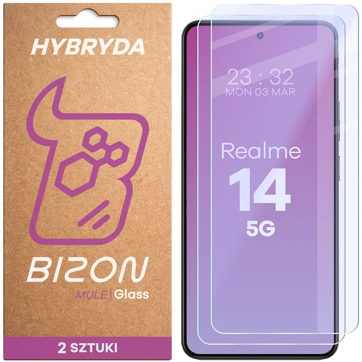 Szkło hybrydowe Bizon elastyczne Glass Mule Duo do Realme 14 5G 2 sztuki