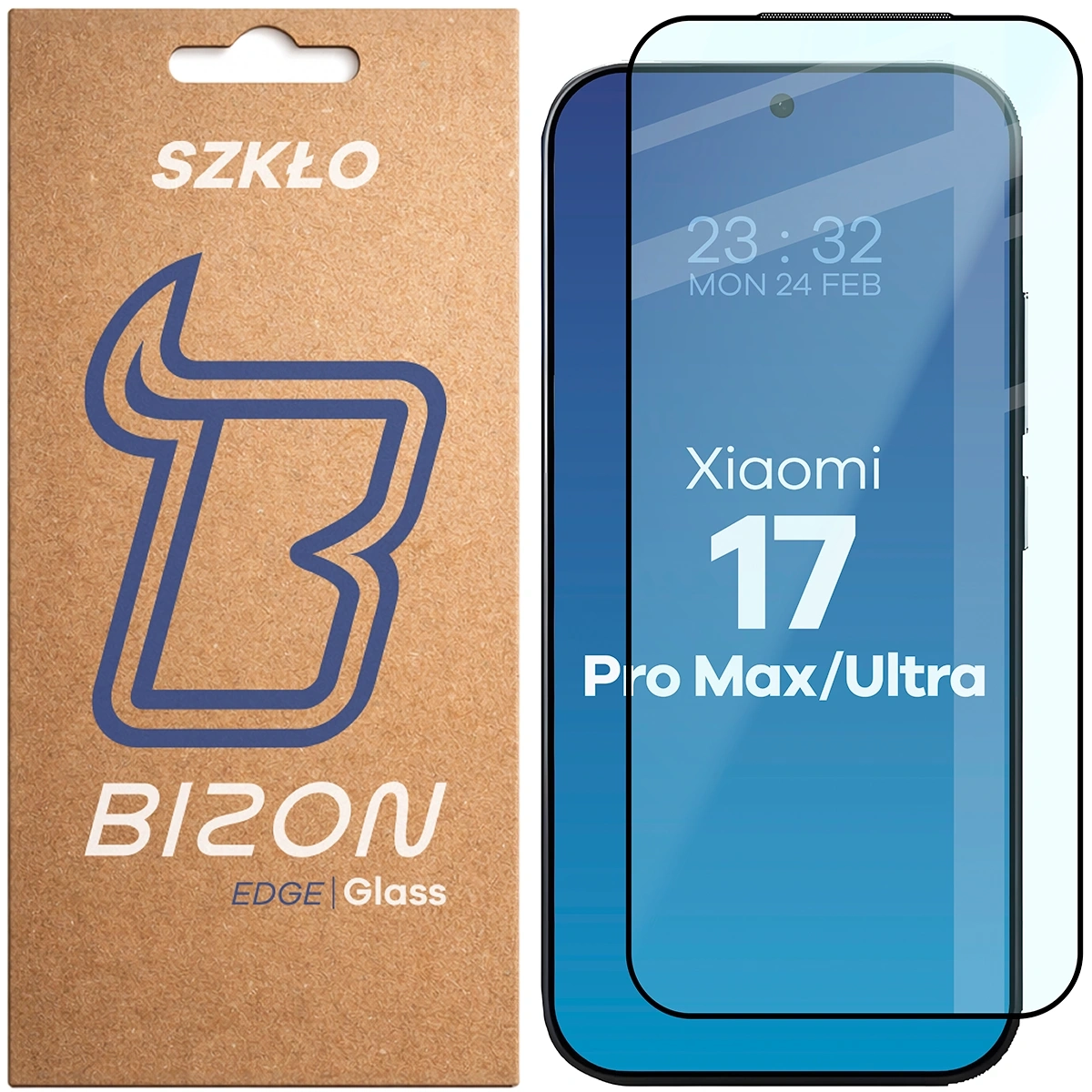 Szkło hartowane Bizon z ramką Glass Edge do Xiaomi 17 Ultra / 17 Pro Max