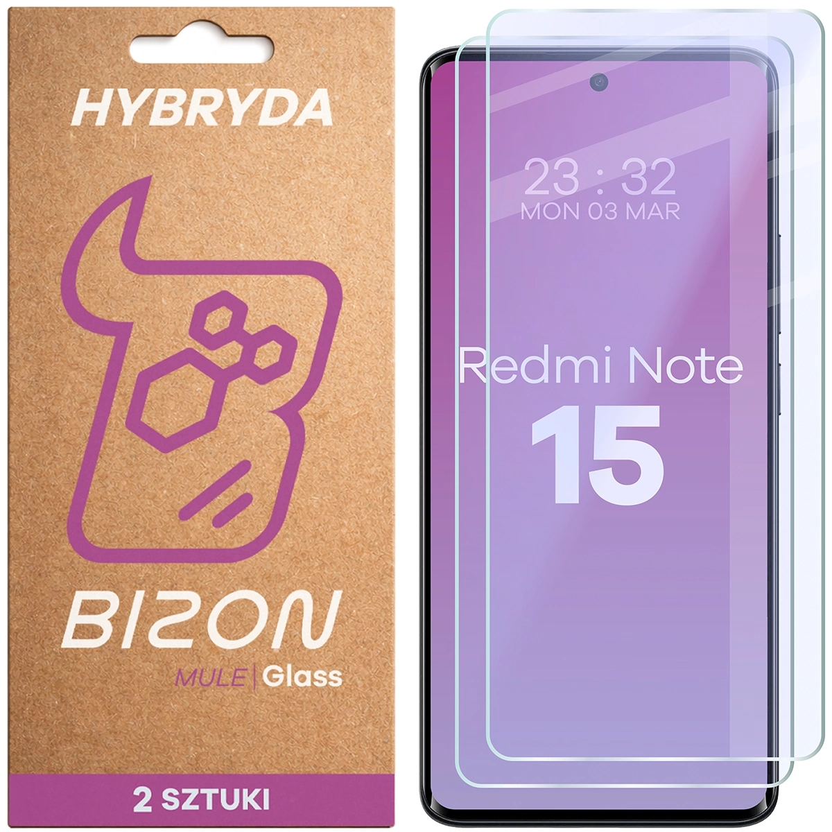 Szkło hybrydowe Bizon elastyczne Glass Mule Duo do Xiaomi Redmi Note 15 4G / 5G 2 sztuki