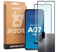 Bizon Szkło + szybka na aparat Glass Edge Pack do Galaxy A07 2 sztuki