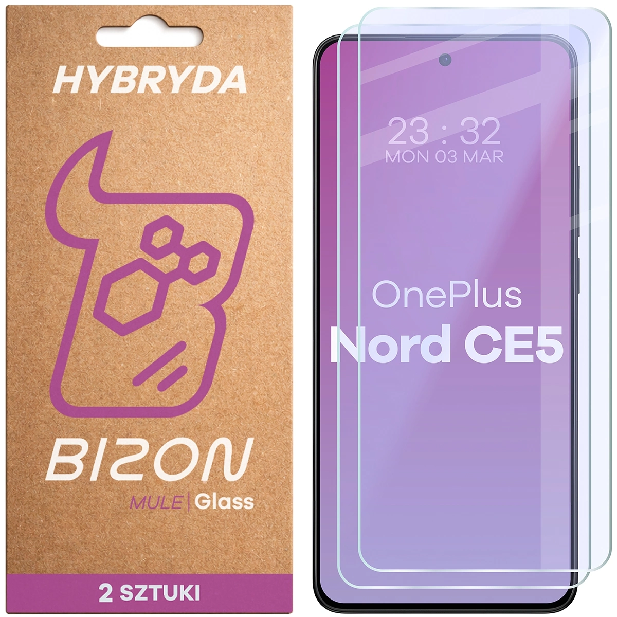 Szkło hybrydowe Bizon elastyczne Glass Mule Duo do OnePlus Nord CE5 5G 2 sztuki