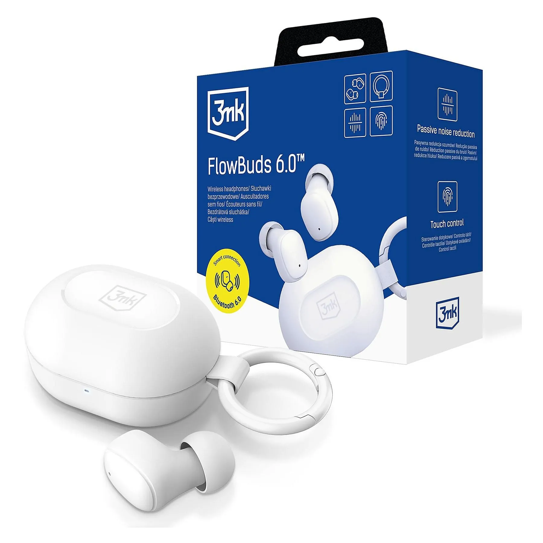 Słuchawki bezprzewodowe 3mk FlowBuds 6.0 Dokanałowe Bluetooth 6.0 Biały