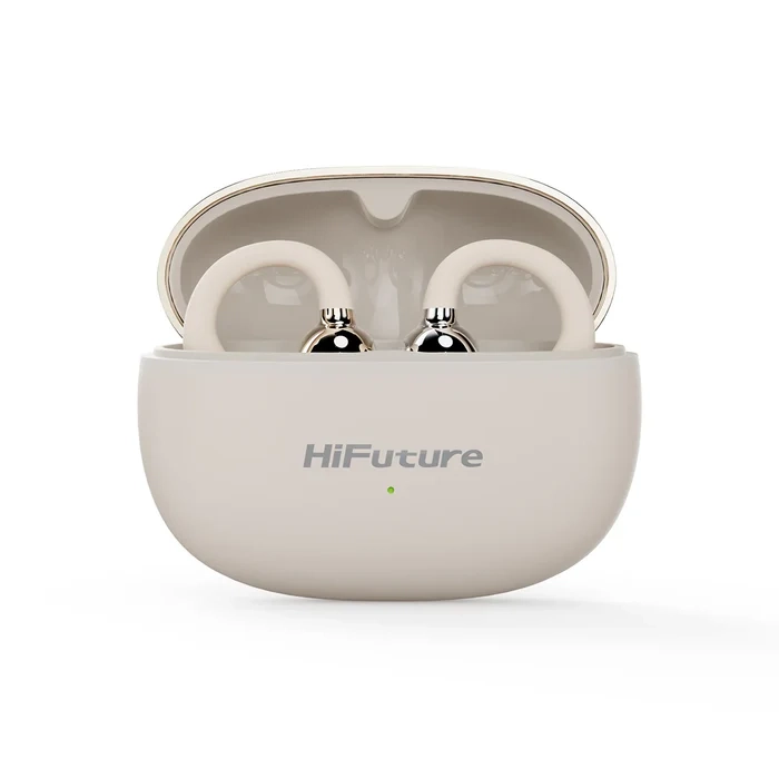 Słuchawki bezprzewodowe HiFuture FlexClip Open Ear AI ENC Konstrukcja Klipsa Przewodnictwo Powietrzne Bluetooth 5.4 Beżowy