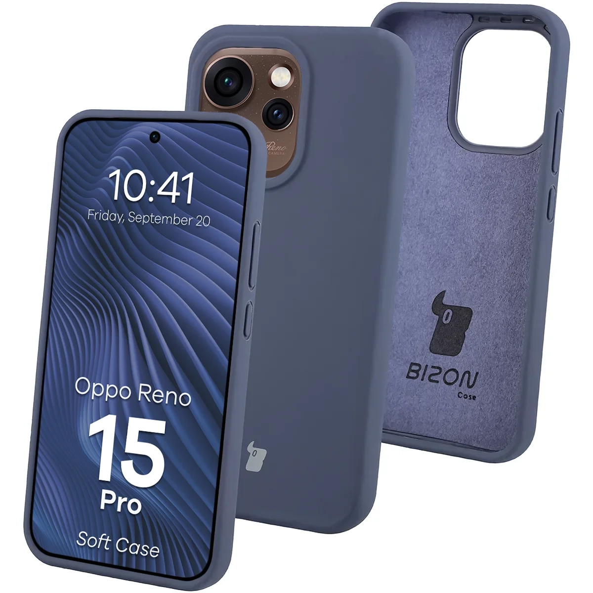 Etui Bizon Soft Case do Oppo Reno 15 Pro Granatowy