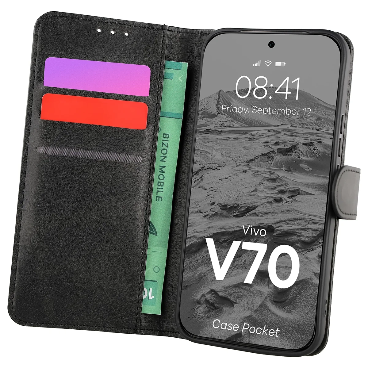 Etui Bizon Case Pocket do Vivo V70 5G Czarny