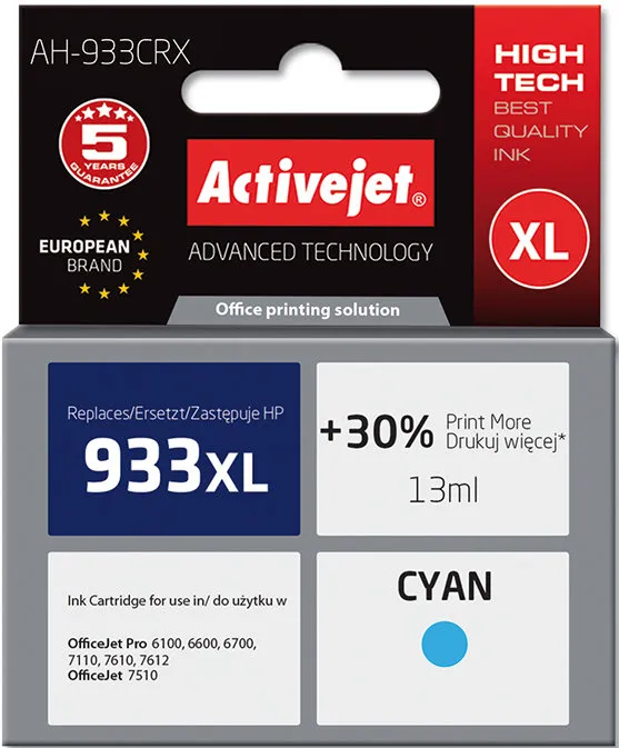 Tusz ActiveJet AH-933CRX (zamiennik 933XL) Niebieski 13 ml