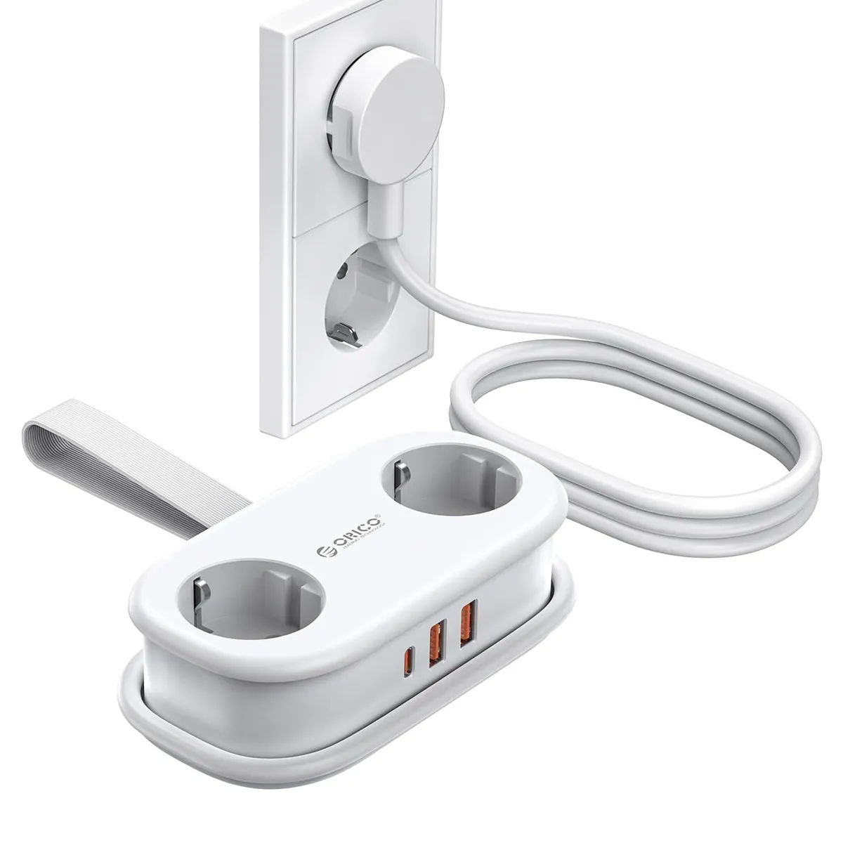 Listwa Orico 2x USB-A, USB-C 20W 2 gniazda 1,5m Biały