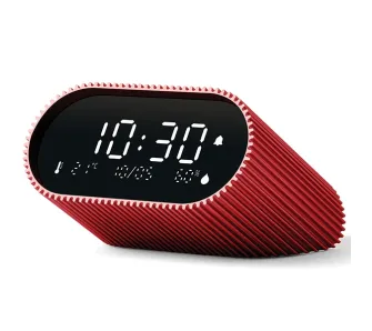Budzik Lexon Ray Clock Saguine Red LR155SR3 z czujnikiem temperatury i wilgotności Czerwony