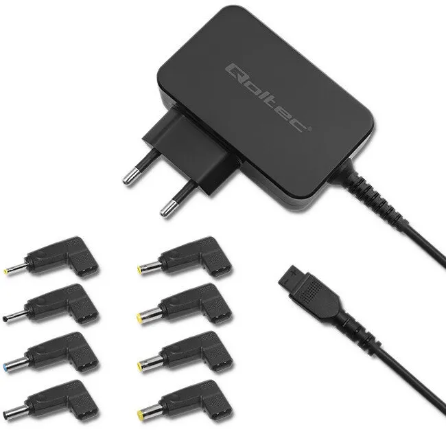 Zasilacz do laptopa Qoltec 51025 8 wtyczek 45W Czarny