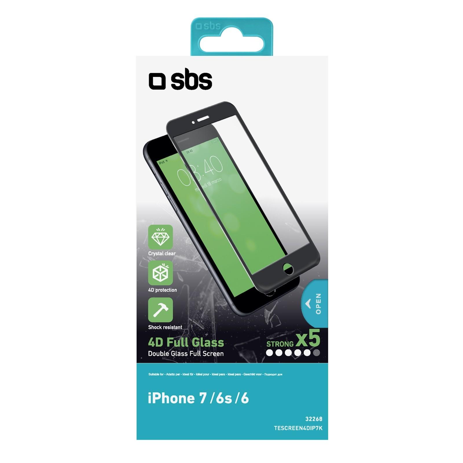 Szkło hartowane SBS 4D Glass Screen Protector TESCREEN4DIP7K iPhone 7/6S/6 (czarny)