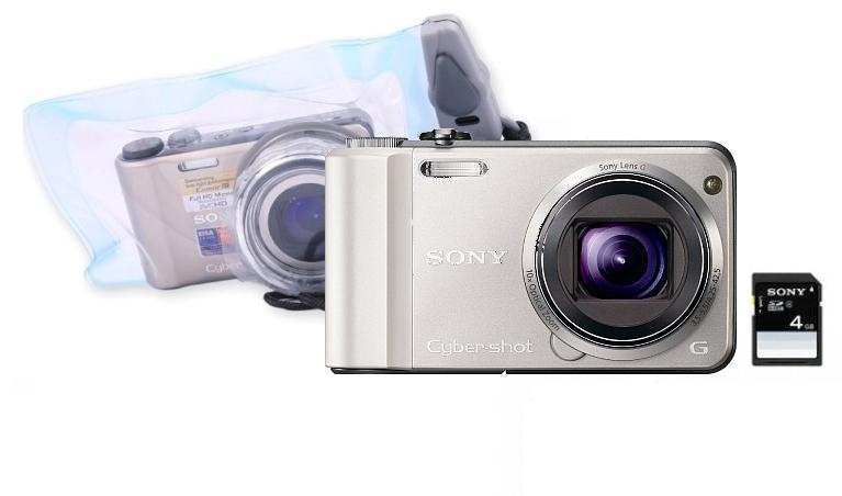 Sony Cyber-shot DSC-H70 (srebrny) + Aquapac + karta SD 4GB