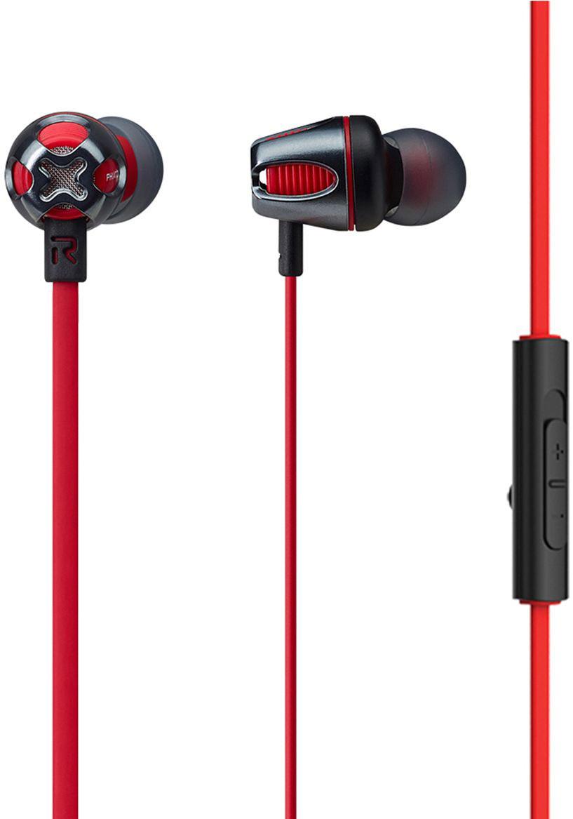 Słuchawki przewodowe Cresyn C465S - dokanałowe - mikrofon - czerwony