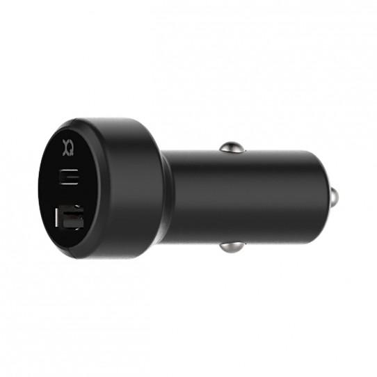 Xqisit Car Charger 5,4A Dual USB+USB-C (czarny)