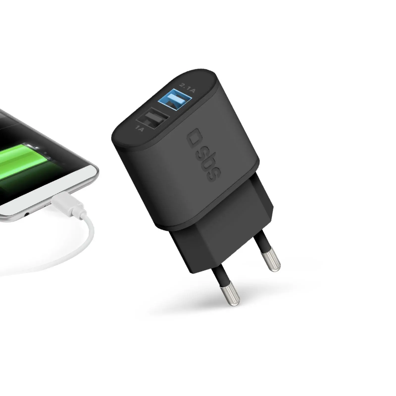Ładowarka sieciowa SBS TETR2USB21AFAST Ładowarka sieciowa 2xUSB Fast Czarny