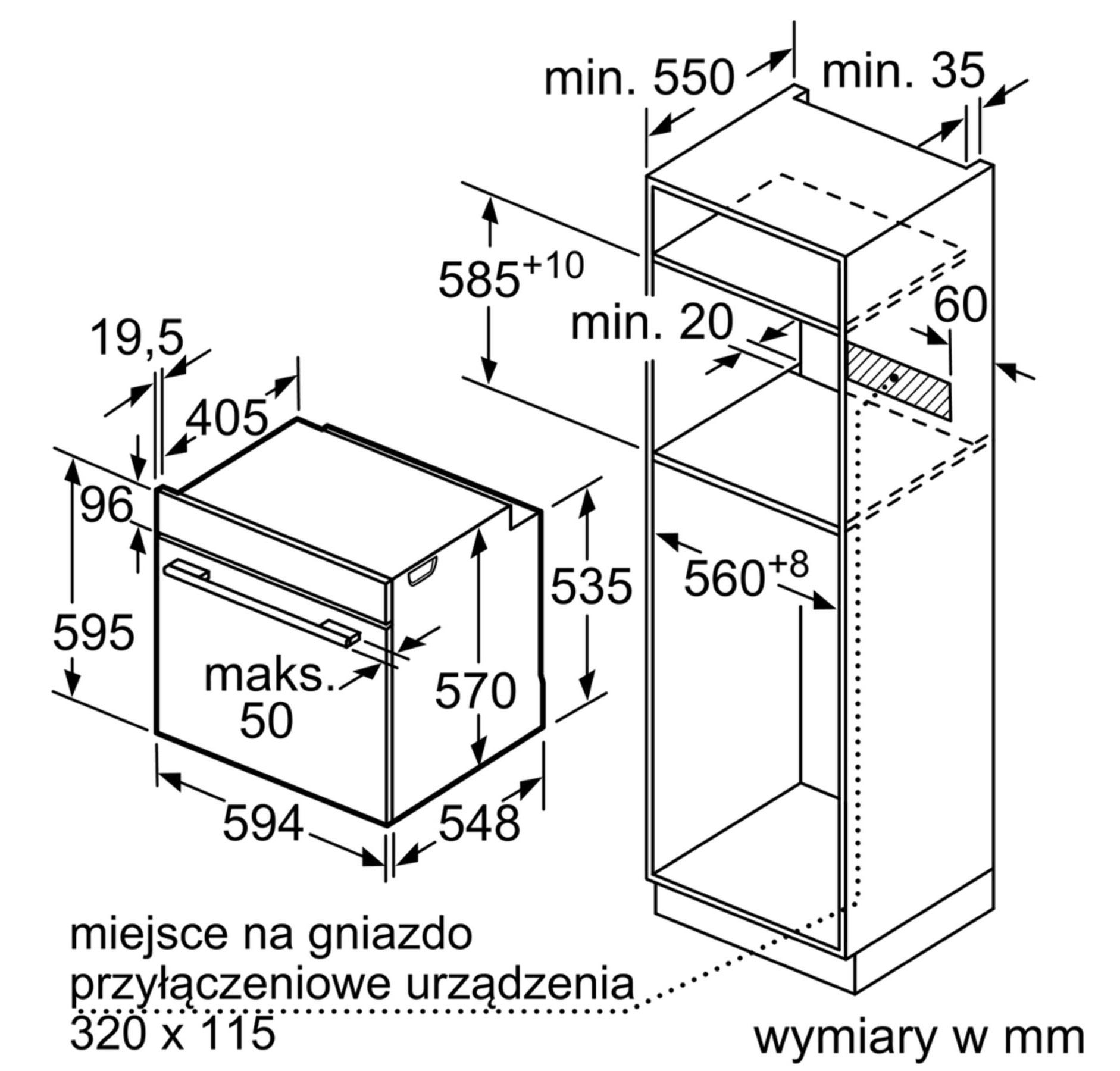 Piekarnik elektryczny Bosch HBA5570B0 - termoobieg - prowadnice teleskopowe