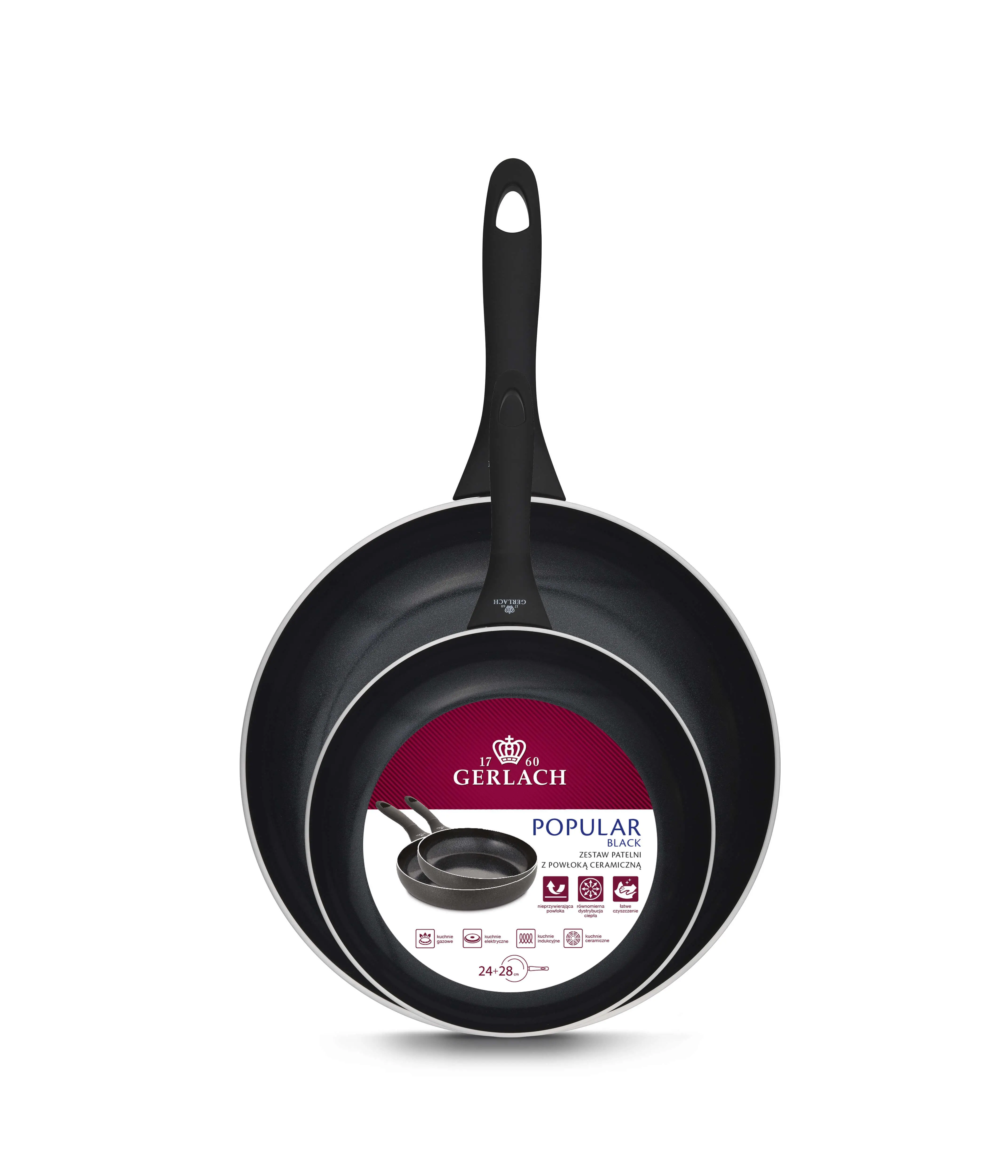 Zestaw patelni Gerlach Popular Black Indukcja Ceramiczna 24cm, 28cm
