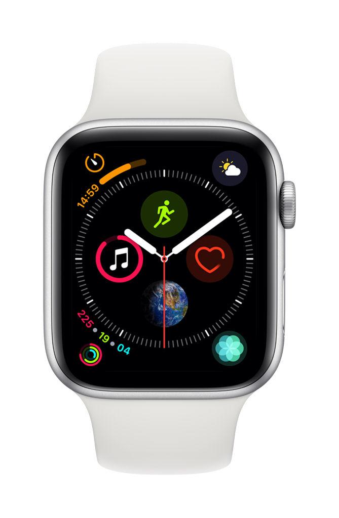Apple Watch 4 40mm Koperta z aluminium w kolorze srebrnym z paskiem sportowym w kolorze białym