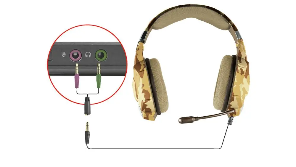 Słuchawki przewodowe z mikrofonem Trust GXT 322D Carus Gaming Headset Nauszne Desert camo
