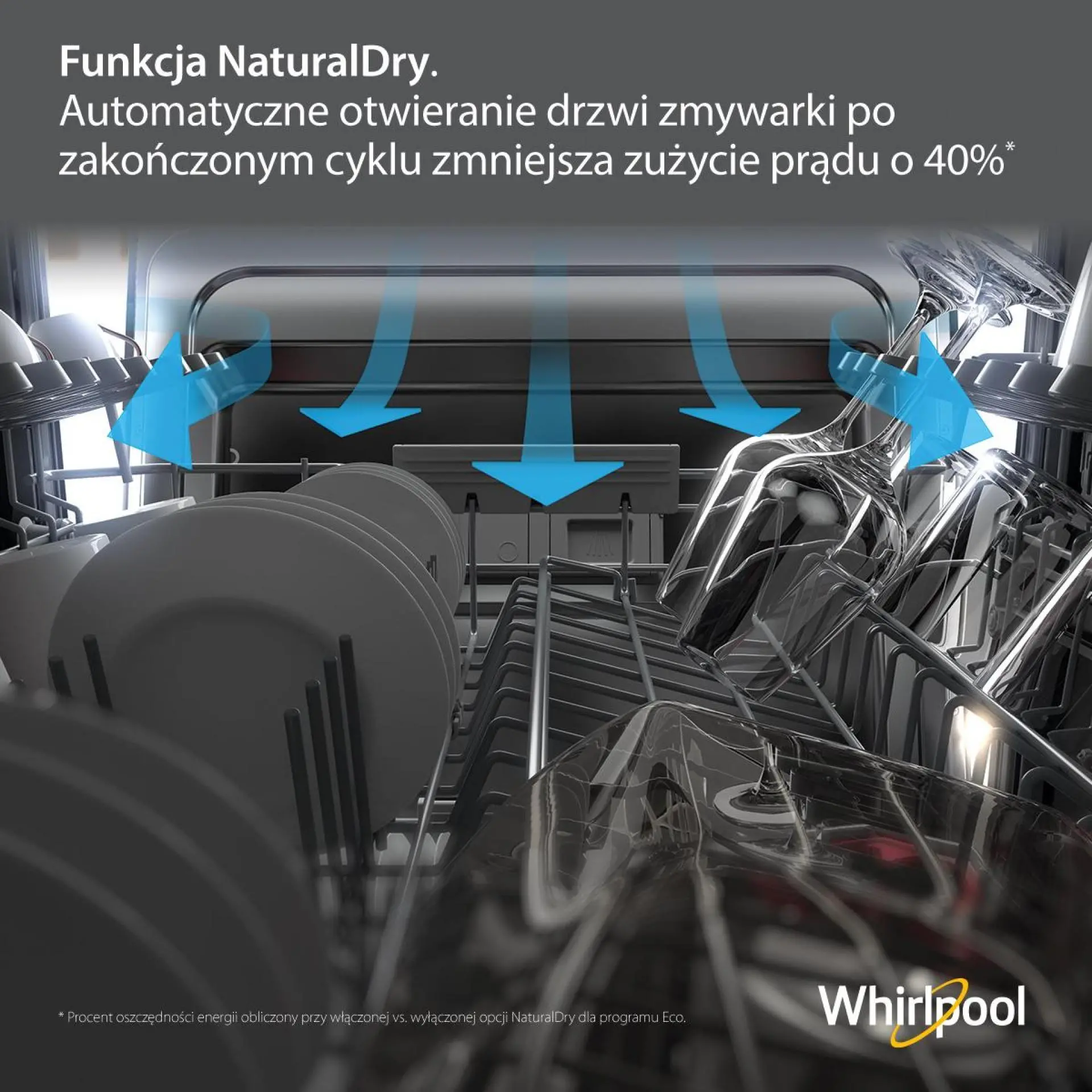 Zmywarka Whirlpool WSFO 3O34 PF X 45cm Automatyczne otwieranie drzwi Szuflada na sztućce