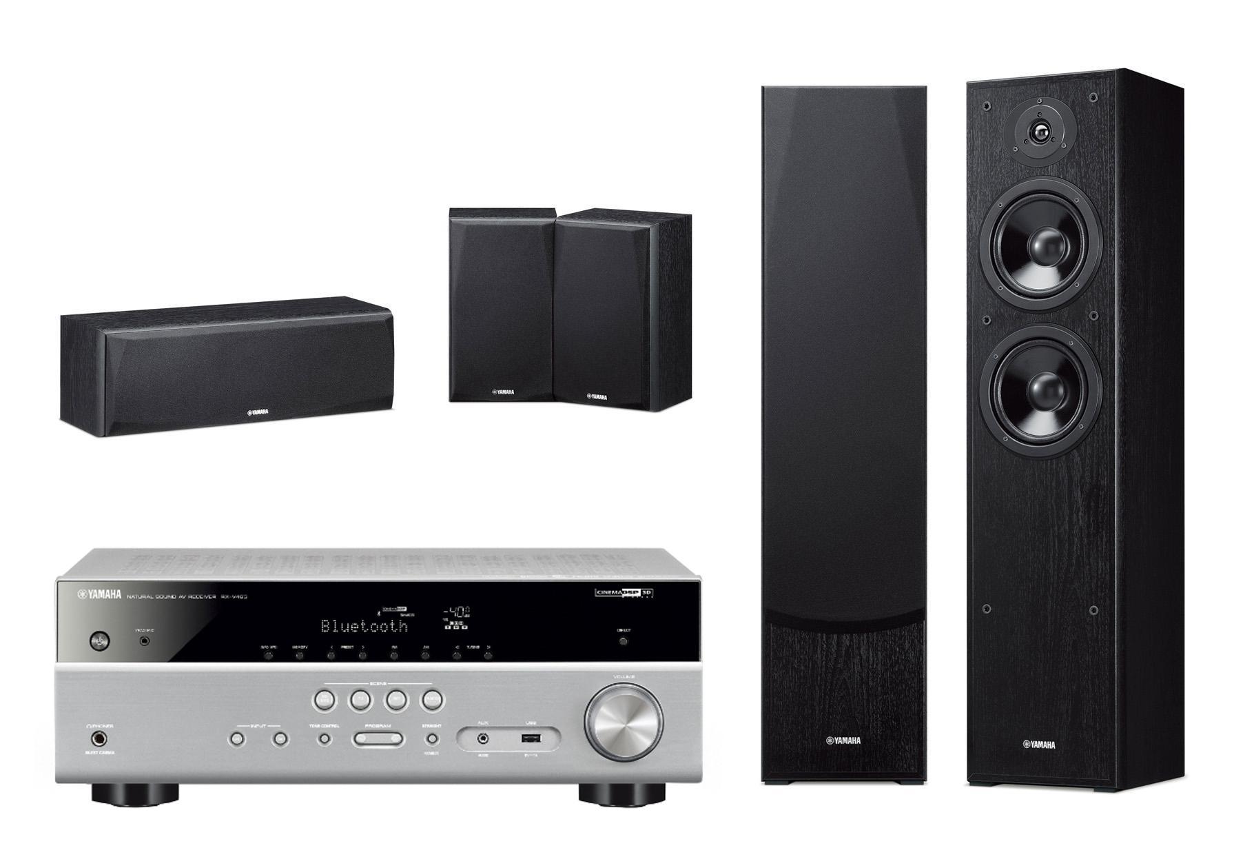 Zestaw kina Yamaha MusicCast RX-V485 (tytanowy), NS-F51/NS-P51 (czarny)