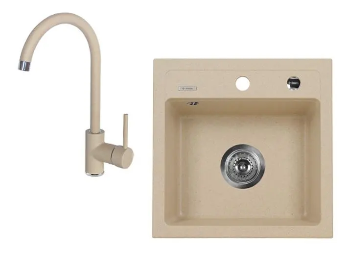 Zlewozmywak Deante Zorba ZQZA7103 Piaskowy + bateria stojąca Piaskowy
