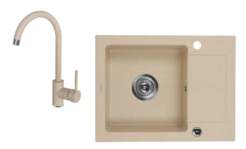 Zlewozmywak Deante Zorba ZQZA711A Piaskowy + bateria stojąca Piaskowy