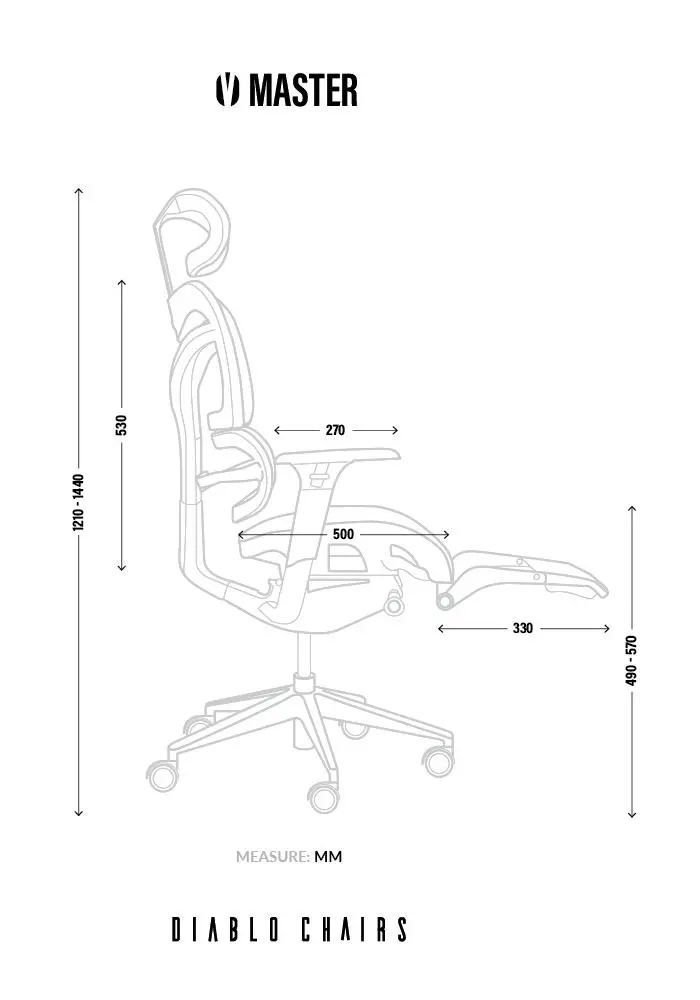 Fotel Diablo Chairs V-Master Normal Size Biurowy do 200kg Tkanina Czarno-szary